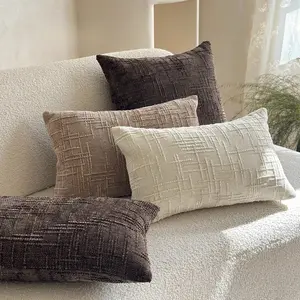 Boho Style Polyester Zippered Pillow Cover, Soft Plush Material, Geometric Pattern Design, Ideal for Living Room & Bedroom Decor