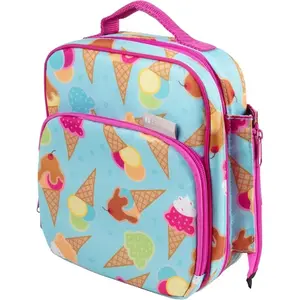 Bentology Insulated Lunch Box w Snack Pocket & Water Bottle Holder- Kids School Lunchbox Tote Keeps Food Hotter/Colder Longer- Reusable Bag Fits Most Bento Boxes Ice Packs Nesting Container-Ice Cream