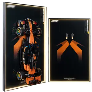 Display Wallboard for Lego Technic MCL39 42228 Race Car, Display Wall Mount with Led Lights, Home Decor Adult Collectibles Wall Mount, Gift for Car Model Collectors(No Car Included)