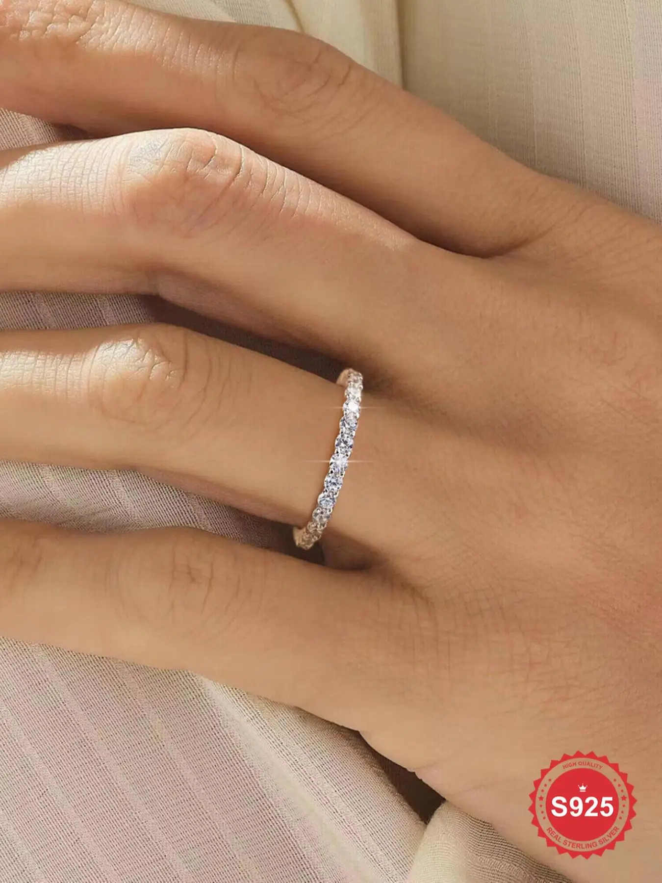 925 Sterling Silver Gorgeous Artificial Zircon Decor Promise Ring, Fashion Jewelry for Party, Daily Decor, Trendy All-match & Exquisite Jewelry for Bi