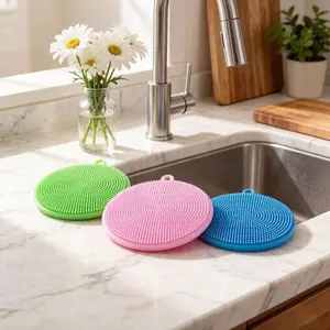 Silicone Kitchen Cleaning Brushes, Durable High-Temperature Resistant, Replacement Dish Sponge, Home Cleaning Essentials, 2 Pack/4 Pack