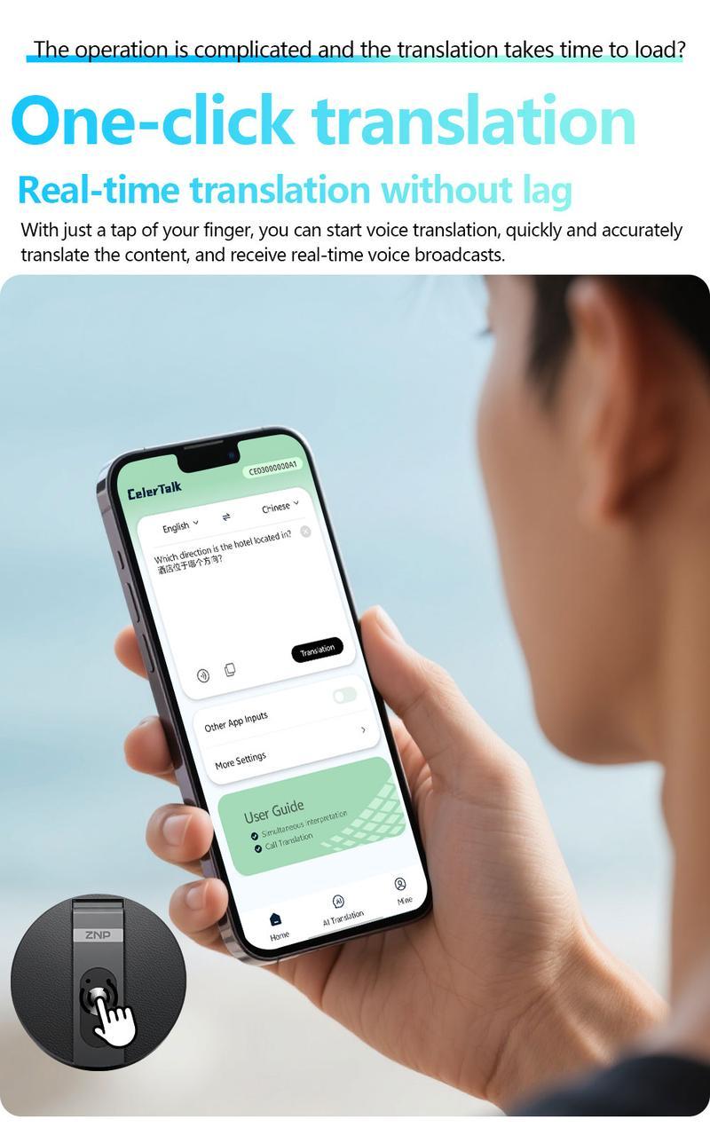 AI Translator Voice Recorder Note Recorder, Translation 146+ languages with Real-time Translation, Supports Video and Voice Call Translation, Magnetic Phone Holder,  Travel Socializing Lectures Meetings Interviews