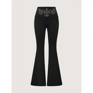 SYHAN 2026 Latest Heart & Wings Print Flare Leg Pants Y2K High Waist Forbidden Bottoms for Spring Summer Women's Clothing WX163823 - Womenswear