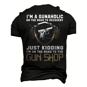 Mens Funny Gun Range Graphic T Shirt Pistol Shield And Bullet Design Short Sleeve Crewneck Streetwear Top for Shooting Range Hunters And Outdoors