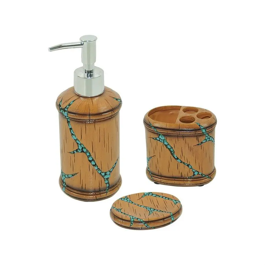 Turquoise Inlay 3PC Bath Countertop Accessory Set
