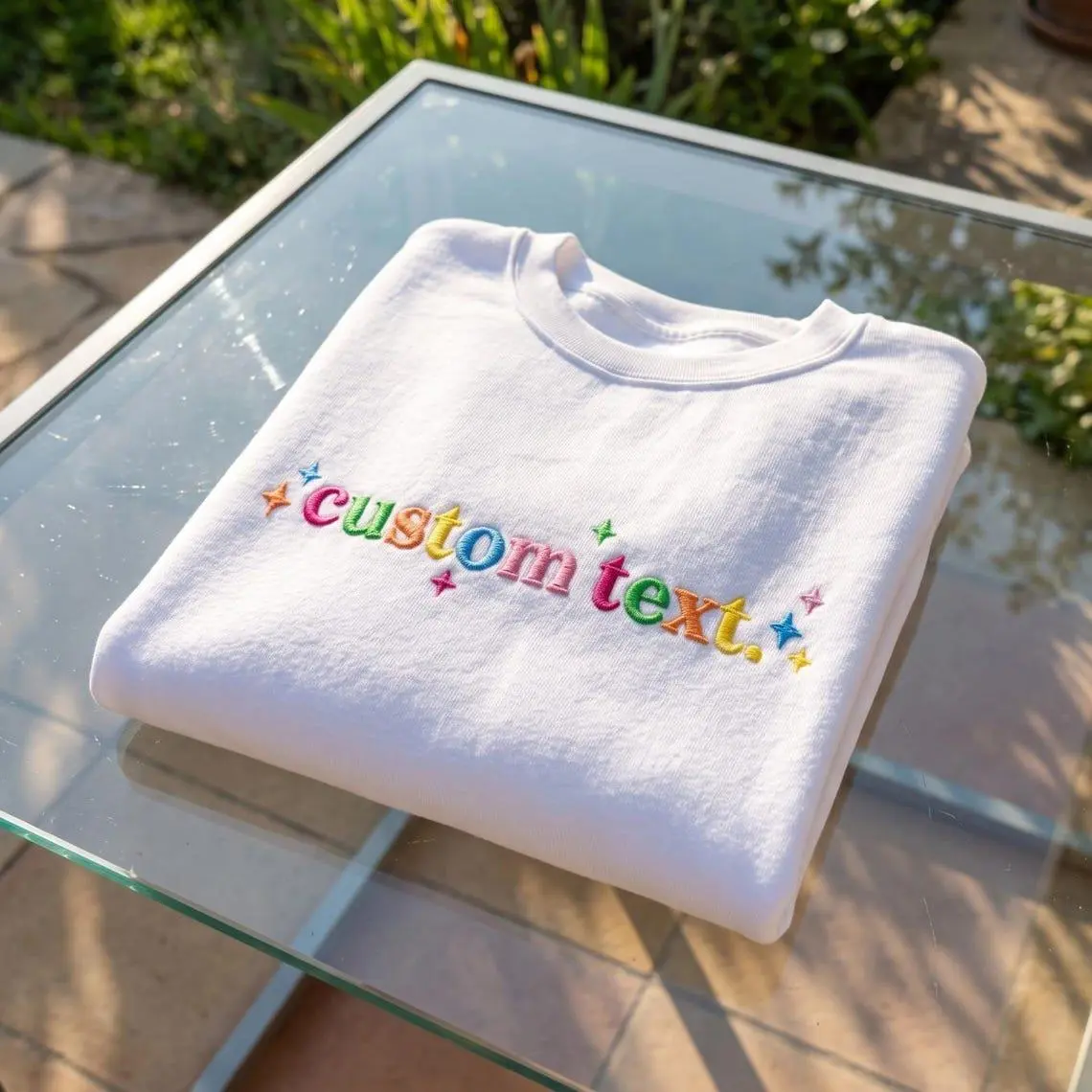 Custom Embroidered Sweatshirt, Personalized Rainbow Text Crewneck, Custom Name Pullover, Colorful Letter Gift.