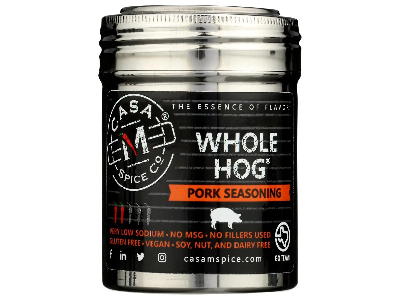 Casa M Spice KHRM00389787 6 oz Pork Shaker Stainless Steel Seasoning Shaker