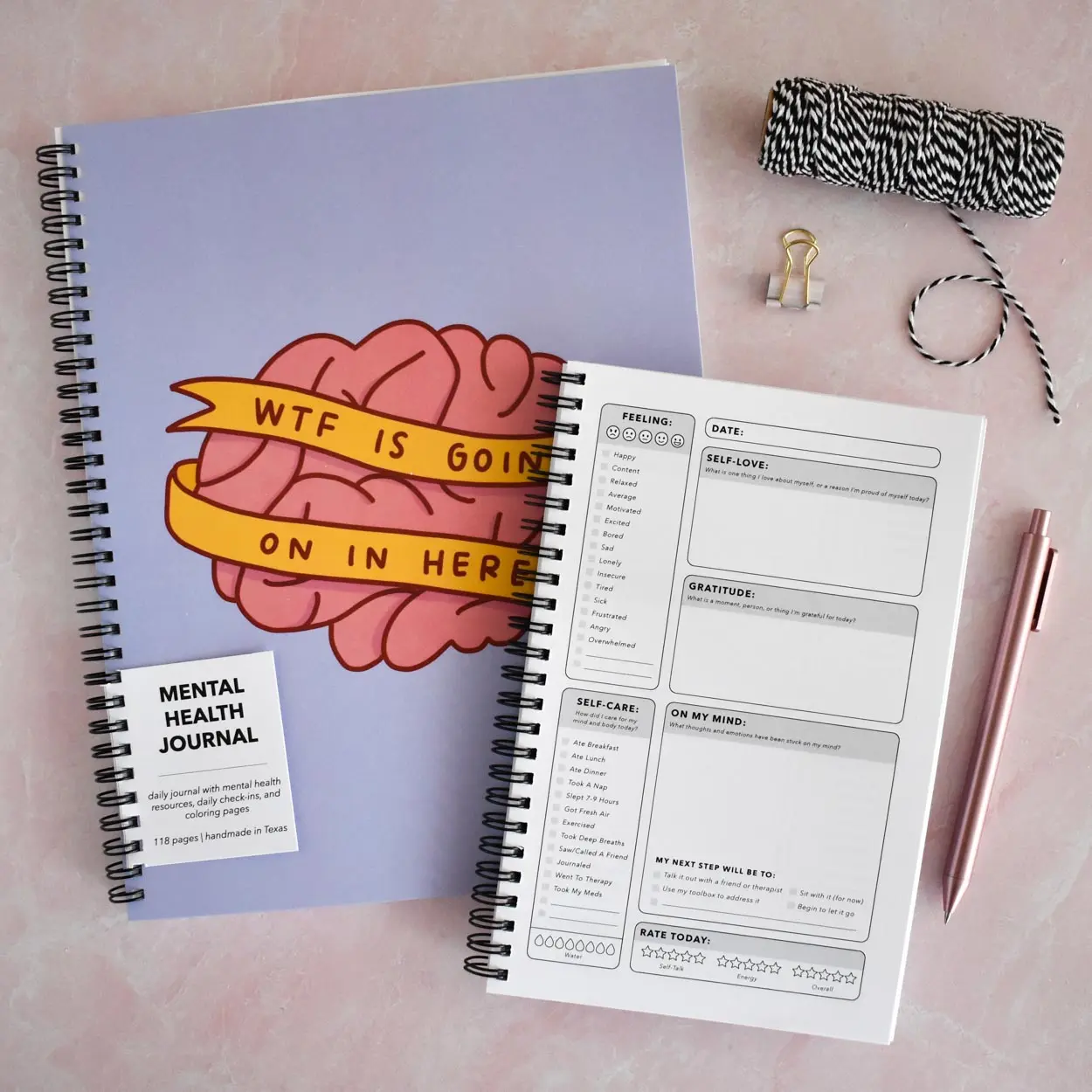 WTF Is Going On In Here Mental Health Journal With Prompts - Undated Daily Habit Planner Best Mood Tracker or Brain Dump - Therapy Notebook