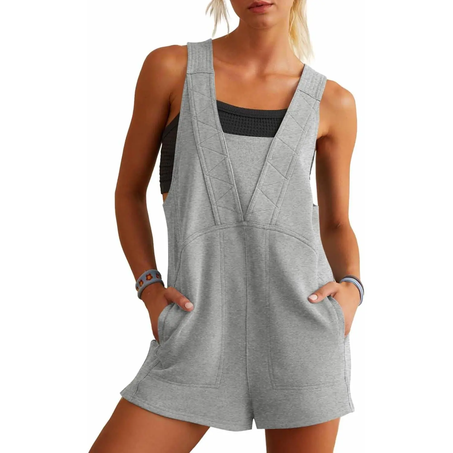 Imily Bela Womens Summer Casual Romper Sleeveless Athletic Trendy Short Jumpsuit Workout Loose Fit Outfits