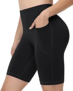 Shorts Women Tummy Control 8" Workout Gym High Waisted Running Yoga Compression Spandex Shorts Women with Pockets