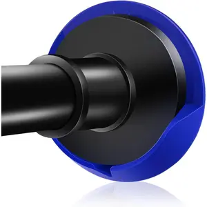 Shower Curtain Rod Holders for Wall -  Adhesive Tension Rod Retainer 3/5 Deep Support Brackets with Tape for No Drilling Quick Mount and Screws for Permanent Installation (2pairs, Blue)