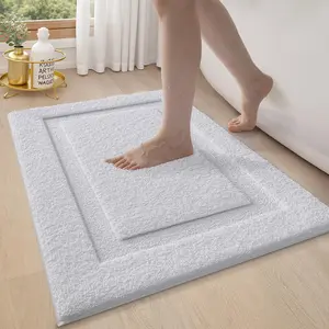 LUMI Ultra Soft Bathroom Rugs Non Slip with Rubber Backing, Absorbent Washable Bath Mat Quick Dry, Upgraded Premium Microfiber Plush Carpet for Bathtub and Shower Floor, White, 20x32