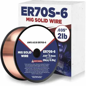 Solid MIG Welding Wire, ER70S-6 .035 Inch 2LB with Low Spatter and High Levels of Deoxidizers for  Position Gas Welding