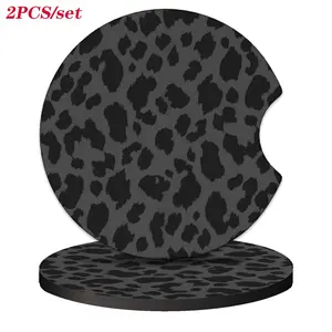 Leopard-print Car Coaster, Round Anti-slip Rubber Car Cup Holder Pad, Universal Car Interior Decoration Accessories for Women, Anti Slip Mat, Car Stuff, Girly Car Accessories, Car Interior Kit, Car Essentials, Car Interior Accessory