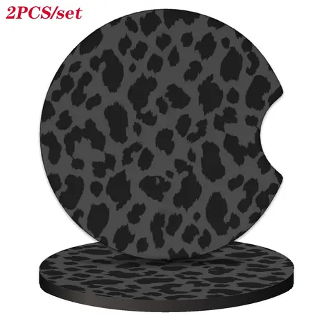 Leopard-print Car Coaster, Round Anti-slip Rubber Car Cup Holder Pad, Car Interior Decoration Accessories for Women, Anti Slip Mat, Car Stuff, Girly Car Accessories, Car Interior Accessories Girls, Car Auto Accessory