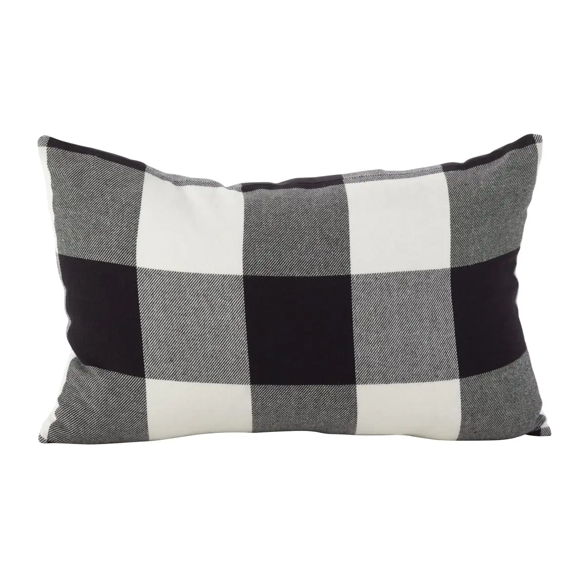 Saro Lifestyle 9025P.BK1320BP 13x20 in Cotton Polyfill Buffalo Check Plaid Throw Pillow, Black, for Home & Room Decor
