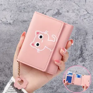 Cartoon Cat Print Cute Coin Purse for Girls PU  Women's Card Holder Wallet Portable ID Storage Bag Student Coin Purse Travel Wallet
