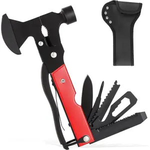 14-In-1 Multitool Camping Hammer - Lightweight Tools with Pliers, Bottle Opener & More - Portable Outdoor Hand Tool with Nylon Sheath for Men