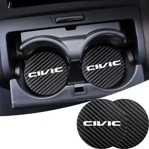For HONDA civic 2Pcs Car Coaster Water Cup Bottle Holder Anti-slip Pad Mat Silica Gel Bottle Holder Pad Car Accessories