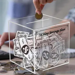 10k Smash Box for Money, Clear 10k Savings Challenge Smash Box for Money, Unbreakable 100/365 Day Money Saving Challenge Box for Money Saving Challenge Must Break to Open (7 * 7 * 7inches)