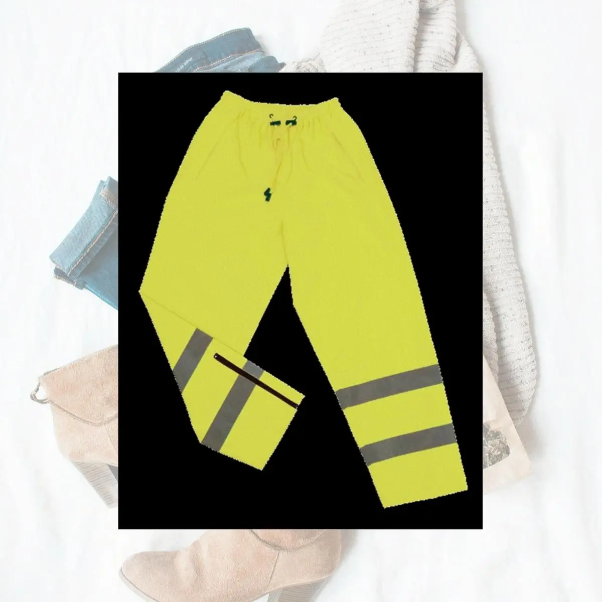 212 MAIN 2W 739C-E Class E Waist Rain Pants, Rainproof, Adjustable, Lime, XX-Large Size, Reflective Pants
