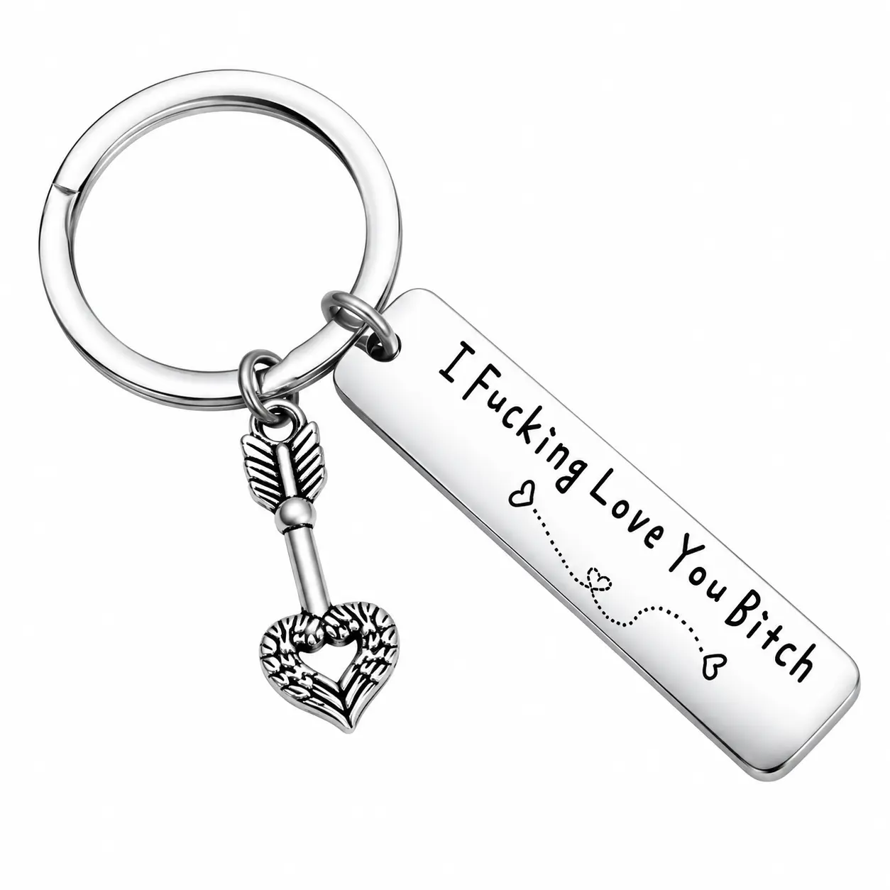 Best Friend Keychain for Women, Stainless Steel Key Chain Engrave I Fking Love You Bith Birthday Christmas Friendship Gift for Bestie Best Friends Female Bff