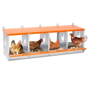 Aobtkel®4-Bay Metal Nest Box-Wall Mount for Hens/Ducks, Easy Egg Collection & Assembly, Vented Galvanized Steel Coop Equipment Orange#Summervibes