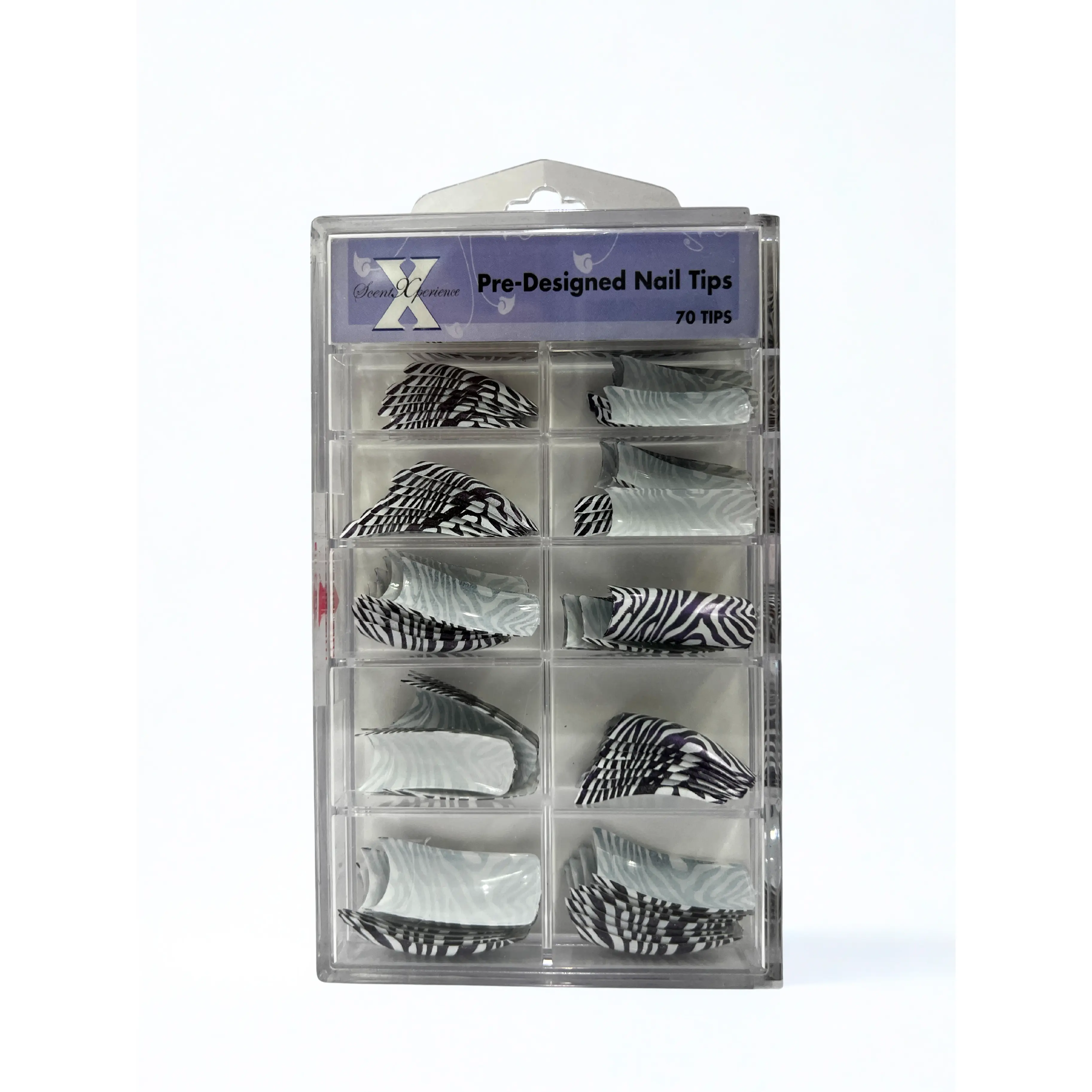 SCENT XPERIENCE Pre-Designed Nail Tips 70pc - Zebra Print #1