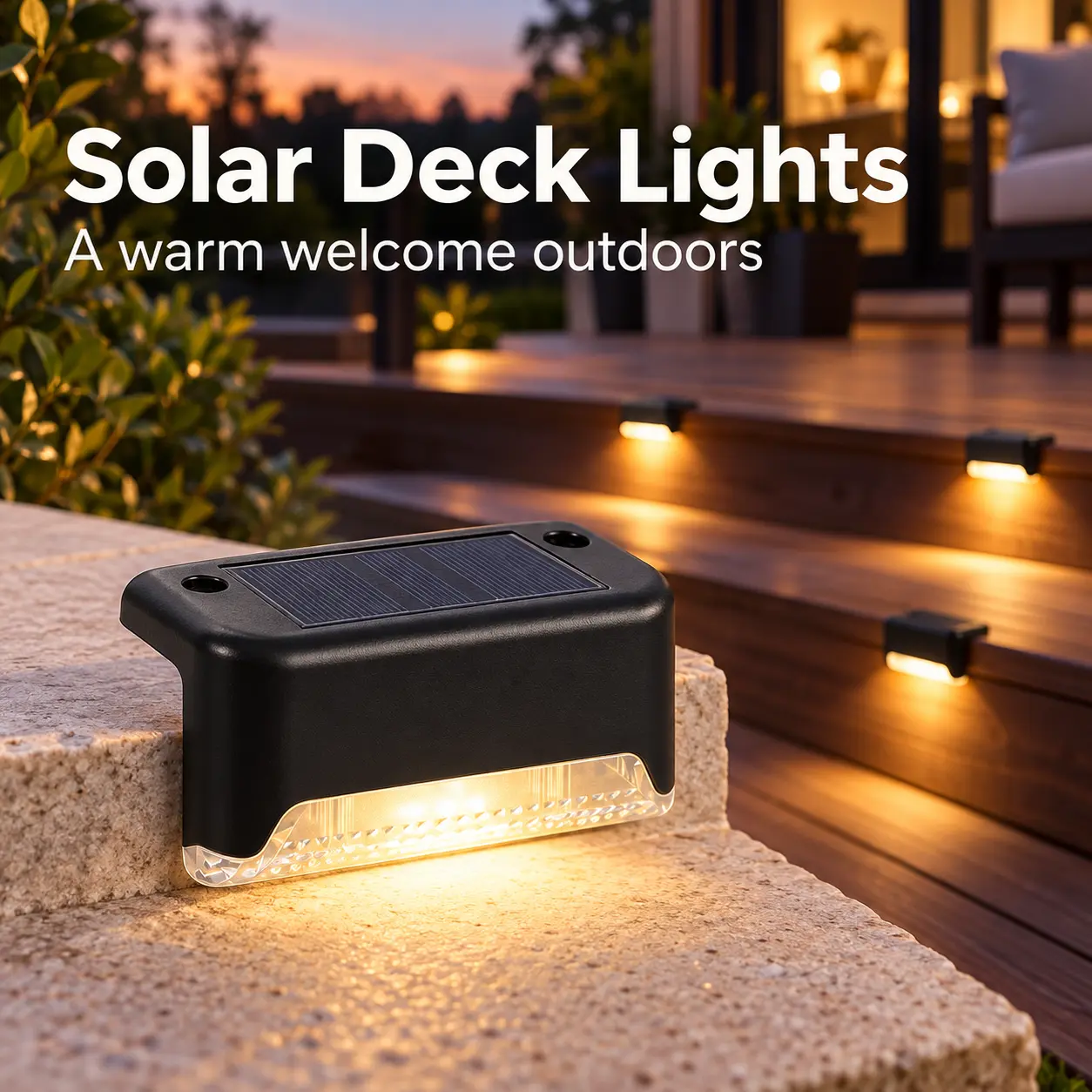 4 Pack Solar Deck Step Lights, 3 Color Options, Auto Dusk to Dawn Sensor, Solar Powered Waterproof Outdoor Lighting for Patio Fence Stairs Garden Pathway-YY