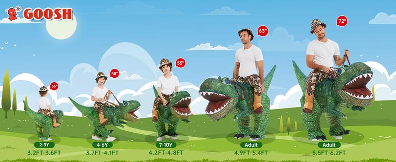 GOOSH Inflatable Dinosaur Costume Halloween Blow up Costumes Riding Diplodocus Air Costume for Party