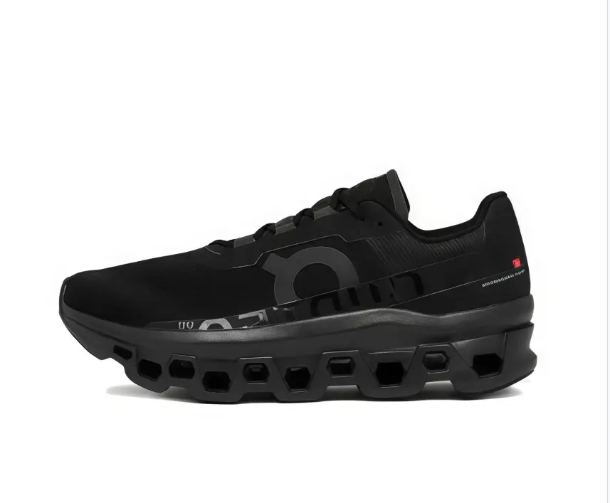Height Boost All Black Hollow Running Shoes Knit Upper Dark Minimalist Street Trend Sneakers