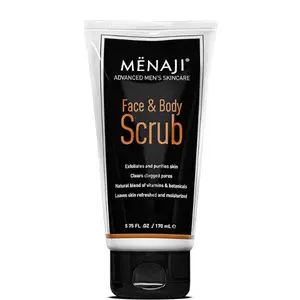 MËNAJI Face & Body Scrub - Mens Exfoliating Face Wash and Body Scrub - Skin & Body Cleanser-  Deep Clean for Sensitive Skin - All Natural Skin Care 5.75 Fl Oz