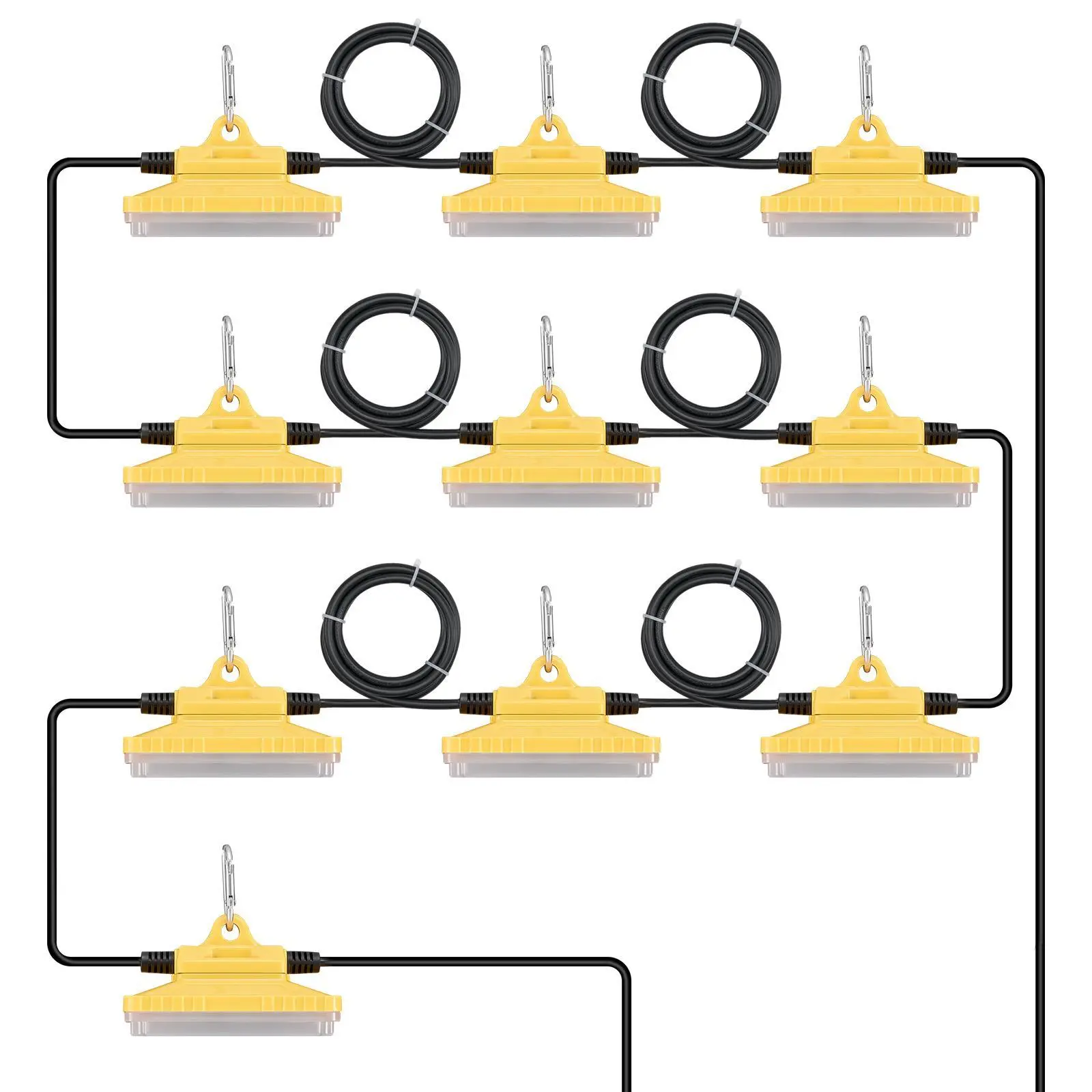 【Backtoschool】VEVOR 100FT Construction String Lights,  , 150W 15000LM, 10PCs String Work Light, 5000-5500K, IP65 Waterproof, with Hanging Hooks, for Construction Site, Temporary Lighting Indoor & Outdoor, ETL Listed