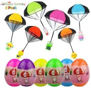 6 Pack Prefilled Easter Eggs with Parachute Toys – Throwing Flying Parachute Toys for Kids, Easter Basket Stuffers, Egg Fillers, Party Favors & Easter Gifts for Boys & Girls