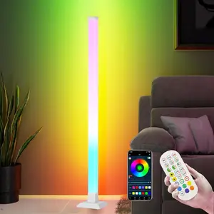 59 Inch Floor Lamp LED Corner Light RGBIC 16 Million Colors 47 Scenes Music Sync Remote Control DIY Assembly Fun for Living Room Bedroom Gaming Room Decorative Lighting