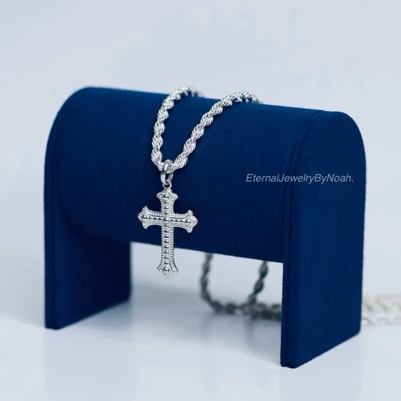 950 Sterling Silver Cross Pendant with Aligned Microspheres (Pendant Only)