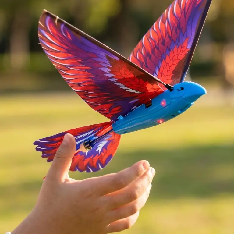EFFUN Bionic Wings Real Flapping RC Bird Toy - High-Density, Impact-Resistant, Lightweight Robotic Animal with LED Lights, Effortless 'Toss & Fly' Control, Birthday/Easter Gift for 8+ Kids, Spring Outdoor Screen-Free Play