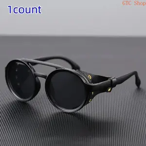 Men Vintage Round Frame Fishing Sunglasses, Viral Retro Punk Windproof Eyewear, Durable Lightweight Comfortable Protective Lens, Classic Stylish Solid Frame Structure, Multi-Sport Functional Outdoor Sun Shades, Fishing Cycling Athletic Daily Wear Accessor