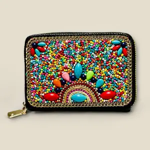 Handmade Beaded Wallets for Women - Leather & Zipper Closure