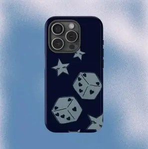 Blue Heart Dice and Stars Phone Case Pretty Cute Vintage Cool Star Girly MagSafe Case Phone - Case iP 16 15 14 13 12 11 X