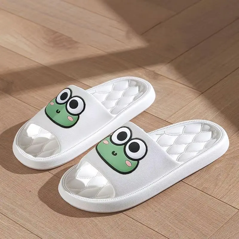 Summer Beach Slides Bathroom anti Slip Slipper Non-Slip Home Flip Flops Cartoon Frog Soft Sandals NONE Summer Slide Slippers