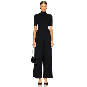 Susana Monaco Mock Neck Short Sleeve Jumpsuit in Black