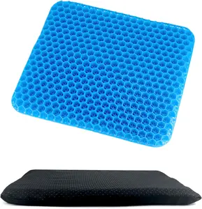 Gel Seat Cushion, Gel Cushion, Cool & Breathable & Non-Slip for Car, Office, Home, Wheelchair (Blue, 40 x 35 x 3.2 cm)