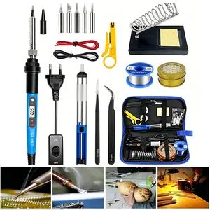 Professional Electric Welding Soldering Gun Kit, 200-450℃ Adjustable Temp Control, Efficient Heat Dissipation, Complete Repair Tools with Carry Bag for Hobby & Circuit Repair