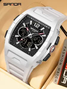 Sanda Trendy Sports Watch Student Multifunctional Countdown Sleep Reminder Glow-In-The-Dark Waterproof Wine Barrel Electronic Watch