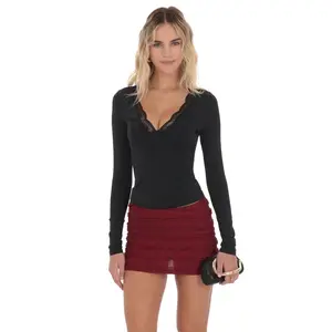 Ruffle Lace Tank Skirt in Burgundy