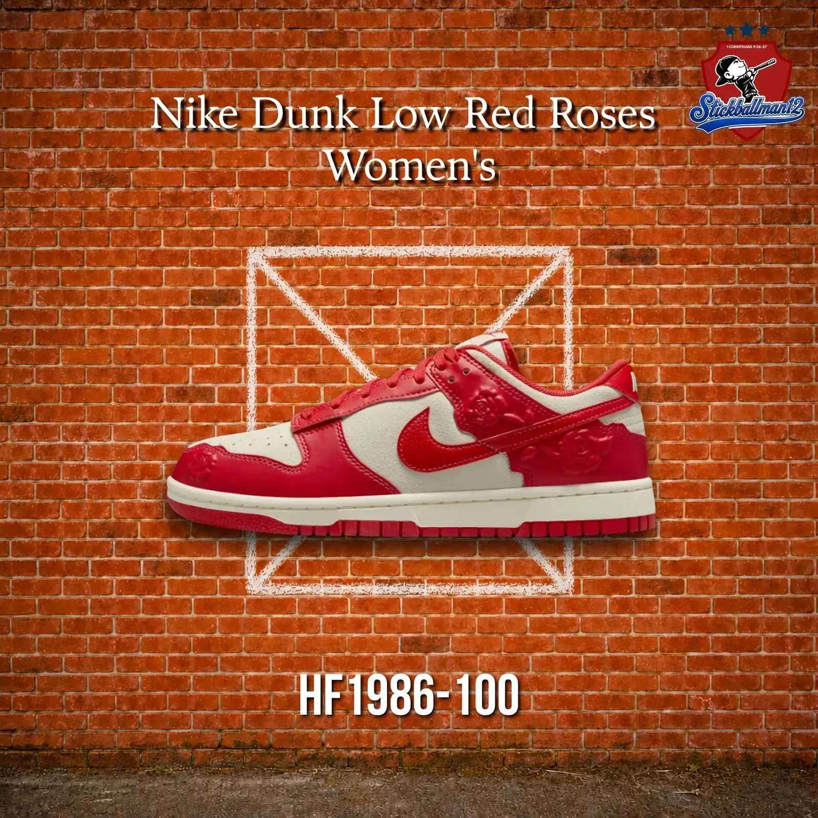 Nike Dunk Low Red Roses Women's (HF1986-100)