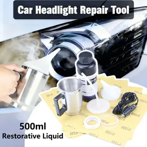 Car Headlight Restoration Kit, 500ML Repair Liquid for Oxidized Headlights, Easy-To-Use Car Headlight Refinish Coating Tool Set, Headlight Polishing Agent