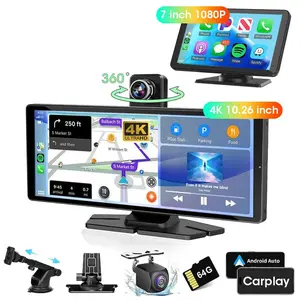 10.26 Inch 4K HD/ 7 Inch 1080P Portable Car Stereo with Wireless Screen, Android Auto Player, Car Video Players for Any Car