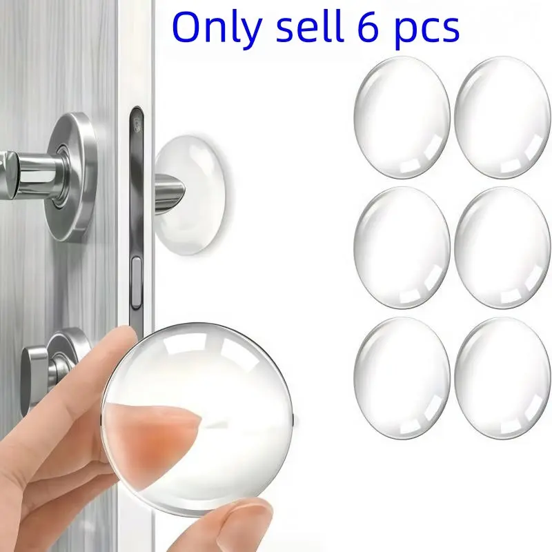 6-Piece Anti-Vibration Door Stopper Set, Self-Adhesive Wall Protector, Door Knob Wall Protector, Reusable Door Stoppers for Home Office Mall Versatile Use, Door Buffer, Door Handle Stopper